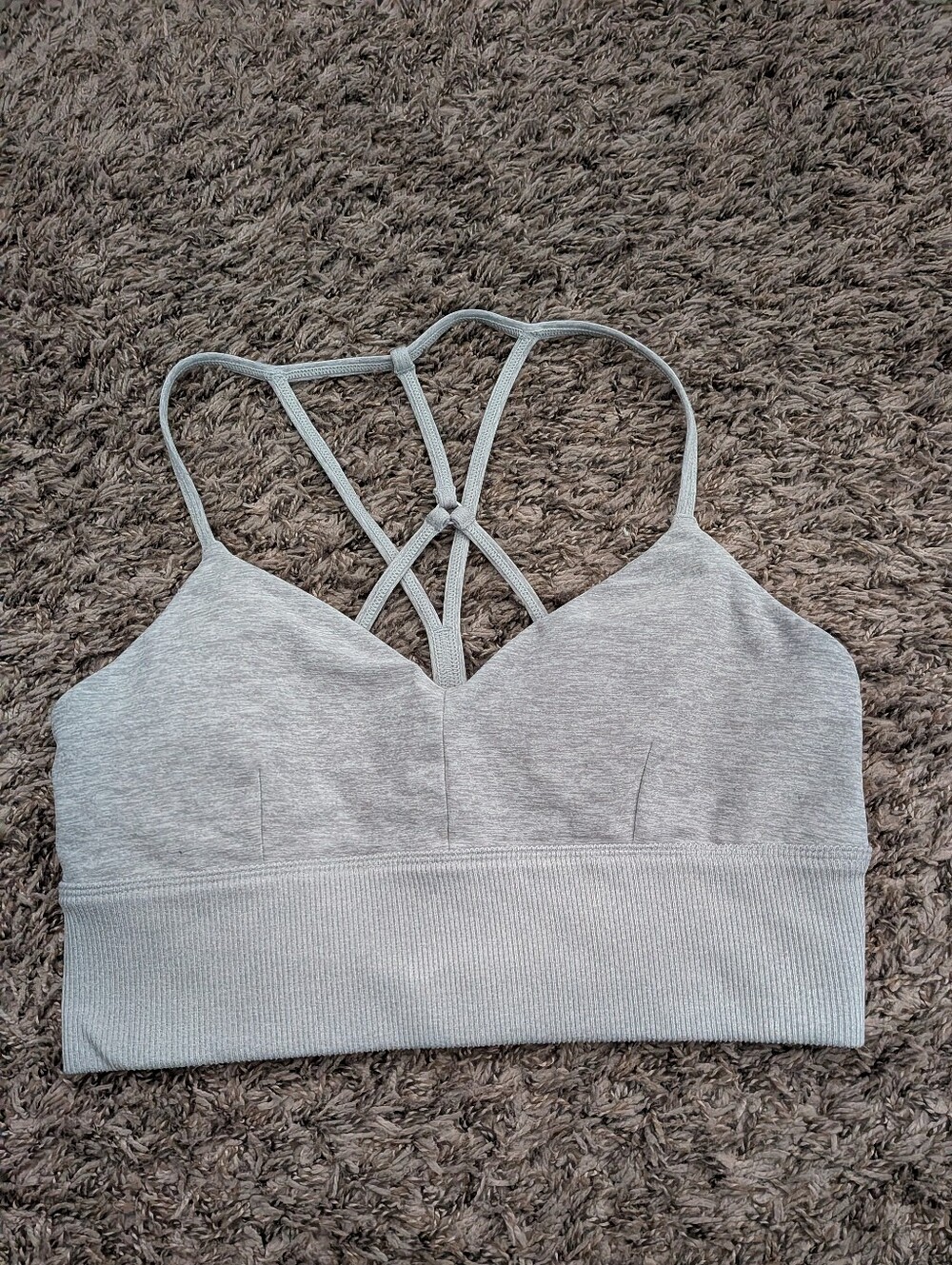 Alo Yoga Grey Heather Spaghetti Straps Lavish Bra Women's M
